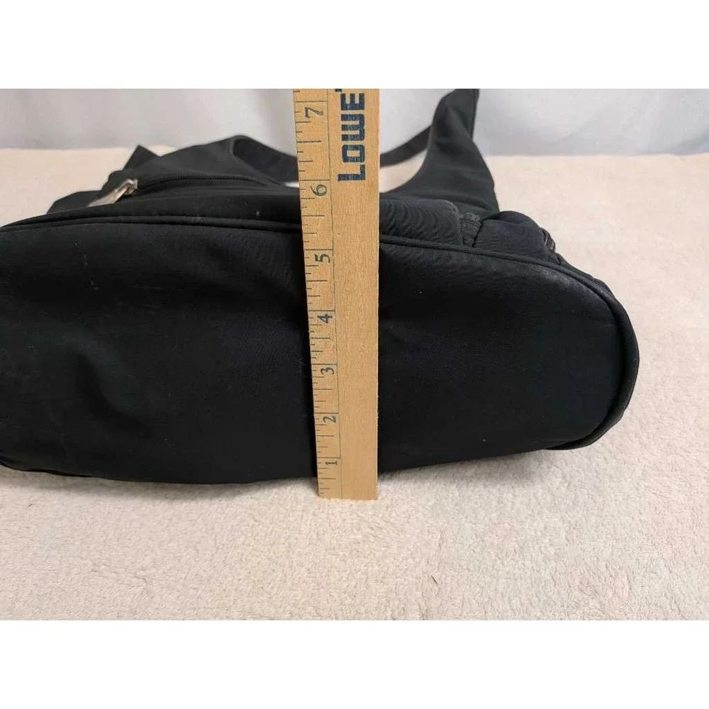 AmeriBag Black Nylon Shoulder Bag Hobo‎ Purse Organizer Multi Pocket